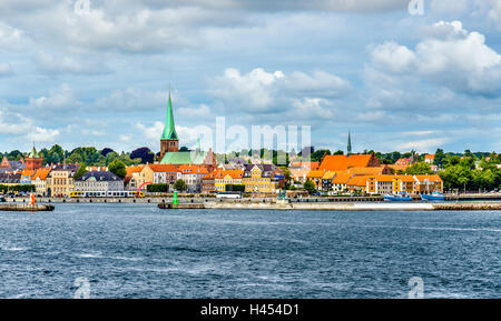 View of Helsingor or Elsinore from Oresund strait in Denmark Stock Photo