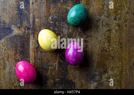 Easter eggs on wooden table, Stock Photo
