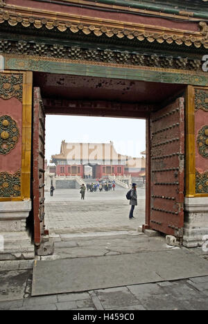 China, Peking, Forbidden City, palace of the heavenly-male clarity, gate, visitor, Stock Photo
