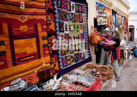 Argentina, province Jujuy, Purmamarca, souvenir sales, tourist, Stock Photo