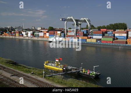 Germany, Baden-Wurttemberg, Mannheim, the Rhine, container port, Stock Photo