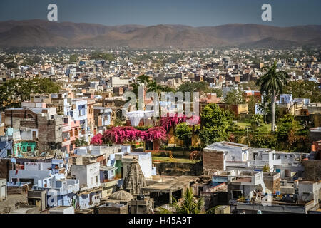 Residential area of the Udaipur city – called the most romantic city in India or the Venice of India Stock Photo