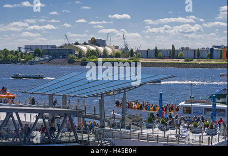 Germany, Hamburg, harbour boat tour, landing stages, Stock Photo