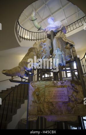 Germany, Bavaria, Munich, 'old coin', stairwell, statue, installation, Stock Photo