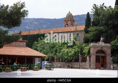 Greece, Lesbos, Limonos, tavern, cloister 'Moni Limonos', Stock Photo