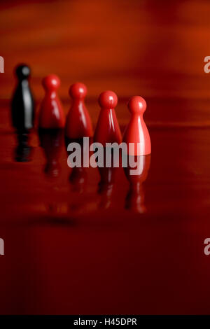 Game figures, red, black, Stilllife, Stock Photo