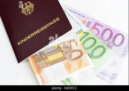 Child passport, German, money, Stock Photo