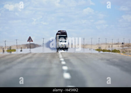 Africa, Namibia, street, traffic, mirroring, Stock Photo