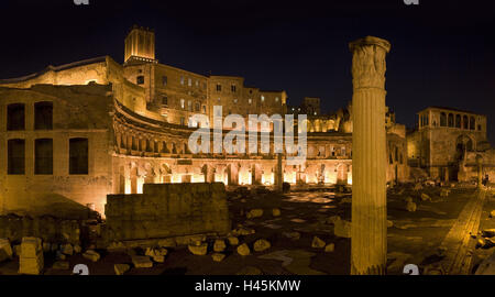 Italy, Rome, Trajansforum, Trajansmärkte, detail, lighting, evening, Stock Photo