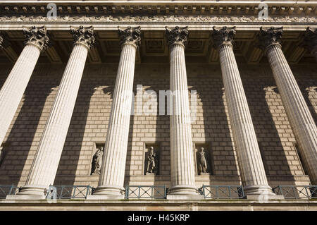 France, Paris, Eglise Sainte Marie Madeleine, facade, detail, columns, Stock Photo