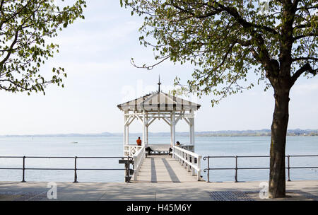 Austria, Bregenz, bridge, pavilion, view, Lake Constance, Stock Photo