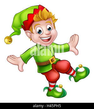 A cute Christmas elf pixie Santa helper cartoon character Stock Photo