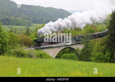 Germany, Baden-Wurttemberg, Welzheim (town), Swabian forest train, Stock Photo