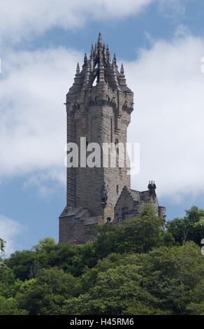 Great Britain, Scotland, Stirling, tower, Wallace Monument, recollection, battle, monument William Wallace, place of interest, structure, architectural style, architecture, facade, stone structure way, architecture, Stock Photo