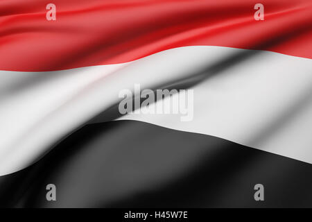 3d rendering of Republic of Yemen flag waving Stock Photo