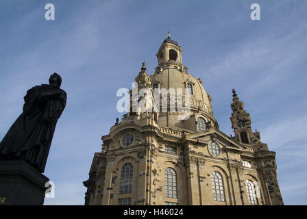 Germany, Saxony, Dresden, Church Our Lady, Luther monument, internal Old Town Stock Photo
