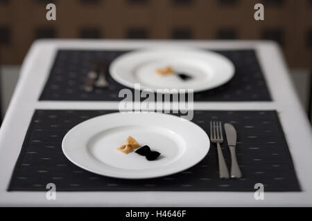 Table sets, black, plate, white, Farfalle, Stock Photo