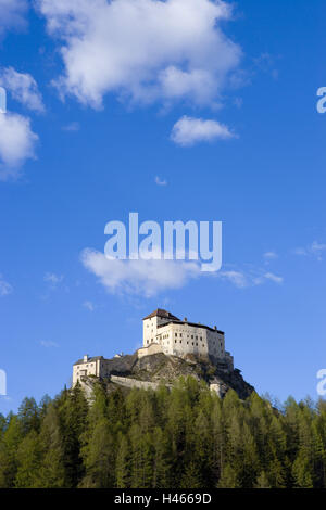 Switzerland, Graubünden, the Engadine, Lower Engadine, Scuol, Tarasp Castle, Stock Photo