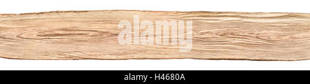 Rustic background banner: a nice long untreated wood board from a beech tree, isolated on white Stock Photo