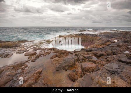 Blowhole, Bufadero de la Garita in Telde, Gran Canaria, Canary island, Spain. Stock Photo