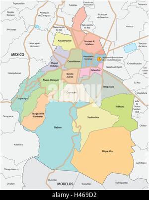 Mexico Political Map with capital Mexico City, national borders, most ...