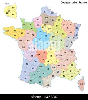 france 2 digit postcodes postal codes vector map Stock Vector Image ...