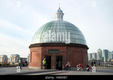 Greenwich; Domed entrance to the foot tunnel under the river Thames Stock Photo