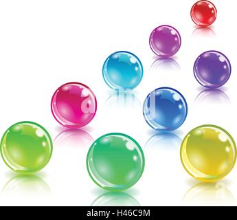 Glossy colored balls with reflection Stock Vector