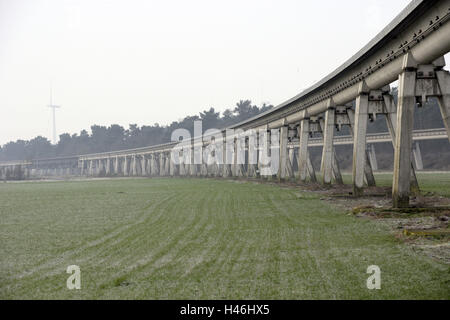 Germany, Lower Saxony, Emsland, Transrapid train test passage, Stock Photo