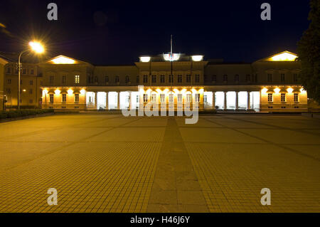 Lithuania, Vilnius, Old Town, presidential palace, lighting, evening, Stock Photo