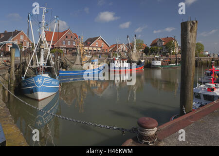 Germany, Lower Saxony, Neuharlingersiel, harbour, crab cutter, Stock Photo