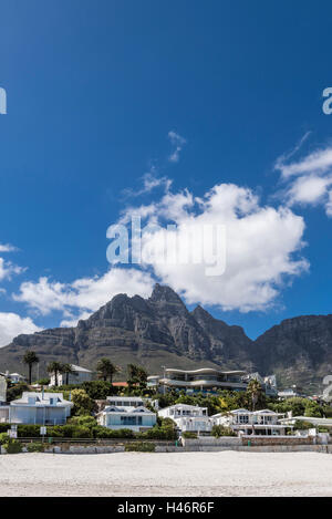 Camps Bay Beach with Table Mountain, Cape Town, Western Cape, South Africa, Africa Stock Photo