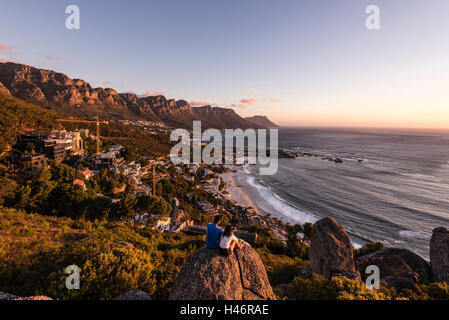 Sunset, Clifton Beach, Bantry Bay, Cape Town, Western Cape, South Africa, Africa Stock Photo