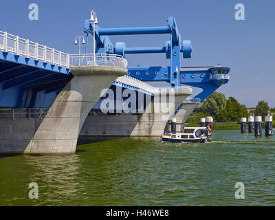 Bascule bridge over the Peene river, Wolgast, Mecklenburg-Western Pomerania, Germany Stock Photo