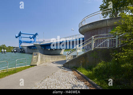 Bascule bridge over the Peene river, Wolgast, Mecklenburg-Western Pomerania, Germany Stock Photo