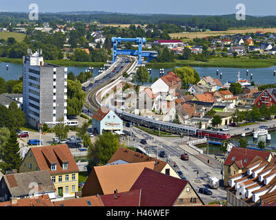 Bascule bridge over the Peene river, Wolgast, Mecklenburg-Western Pomerania, Germany Stock Photo