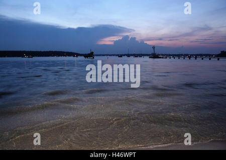 Berlin, Wannsee, beach swimming area, dusk, Stock Photo