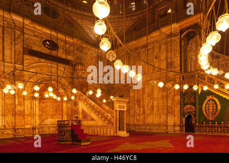 Egypt, Cairo, Mosque of Muhammad Ali, prayer niche 'Mihrab' and pulpit 'Minbar', Stock Photo