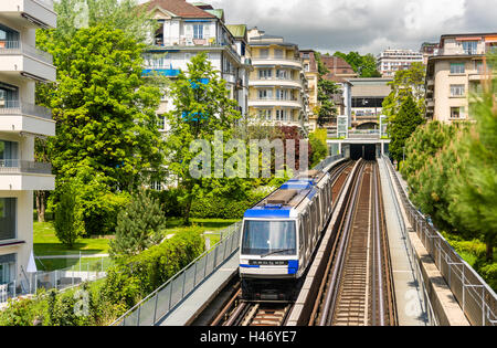 View of a metro train in Lausanne - Switzerland Stock Photo