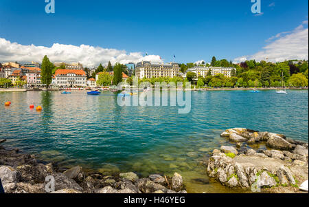 View of embankment in Lausanne - Switzerland Stock Photo