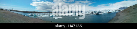 panorama of iceberg lagoon lake jokulsarlon Iceland Stock Photo