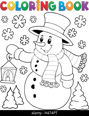 Coloring book snowman topic 2 - eps10 vector illustration. Stock Vector