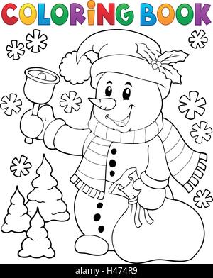Coloring book snowman topic 3 - eps10 vector illustration. Stock Vector