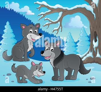 Wolves theme image 4 - eps10 vector illustration. Stock Vector