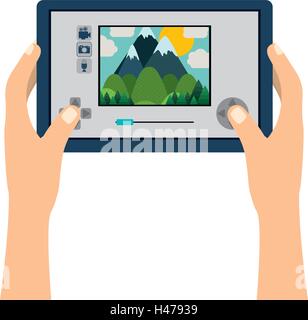 touch screen for drone camera with hands Stock Vector