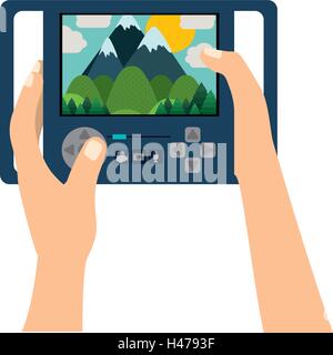 screen remote control for drones with hands Stock Vector