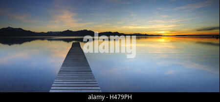 Germany, Bavaria, Lake Chiemsee, sundown near Stöttham, Stock Photo