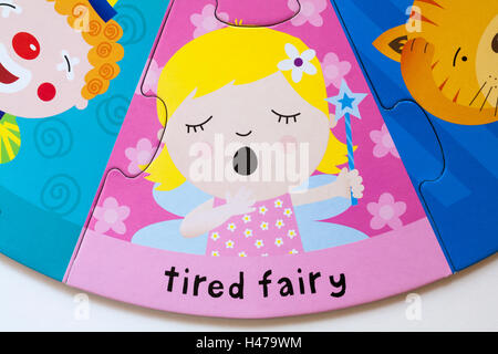 Tired Fairy, part of ELC Funny Faces puzzle made from forest friendly cardboard Stock Photo