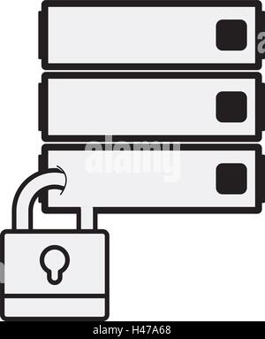 silhouette file cabinet with padlock Stock Vector