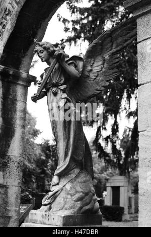 grave yard, grave, statue, angels, s/w, Stock Photo